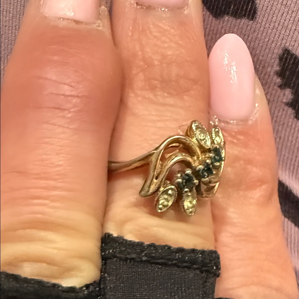 vintage 585 14k yellow gold blue spinel and diamond ring. - Picture 6 of 10